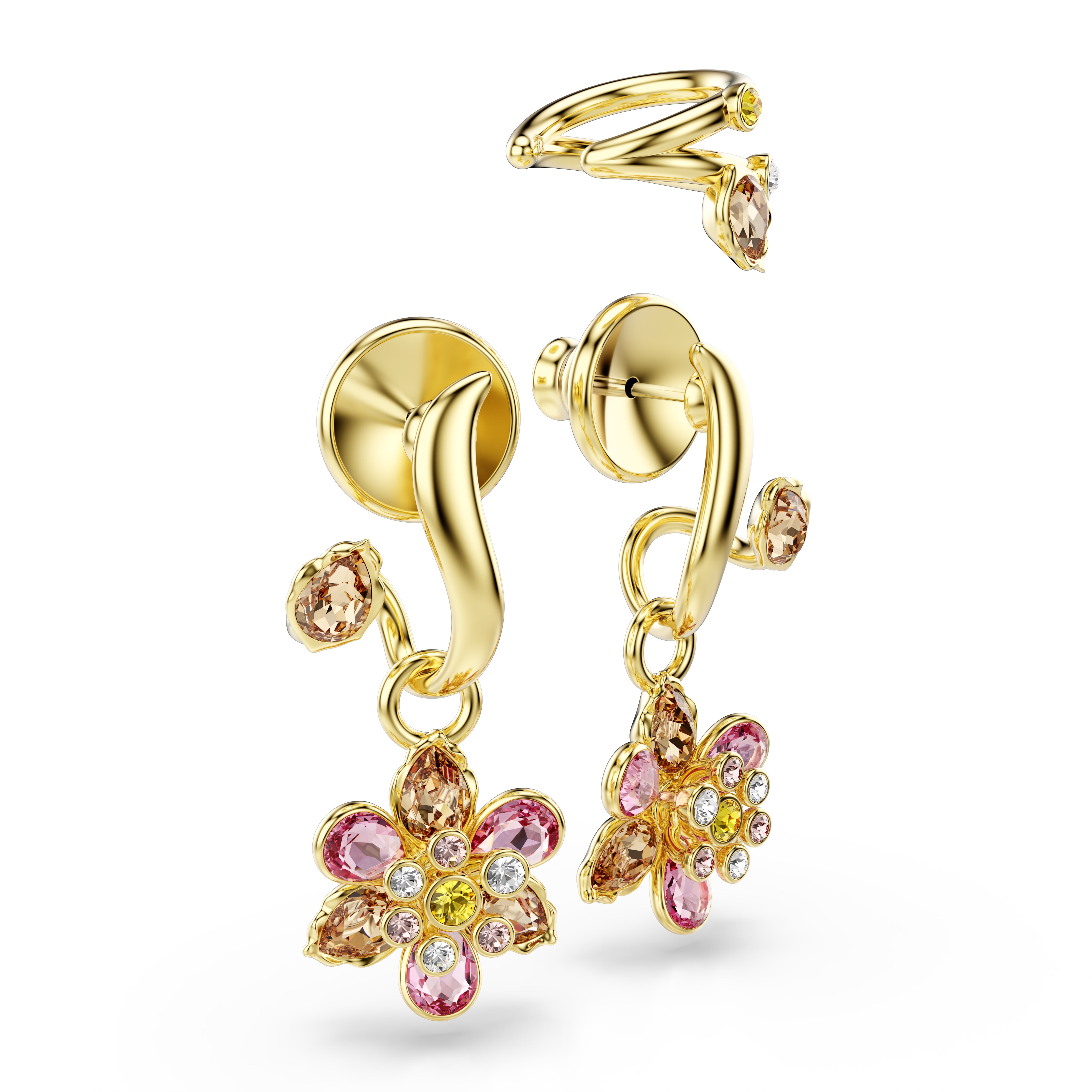 Idyllia Flower Multicolored Gold Women's Set Earrings – Swarovski