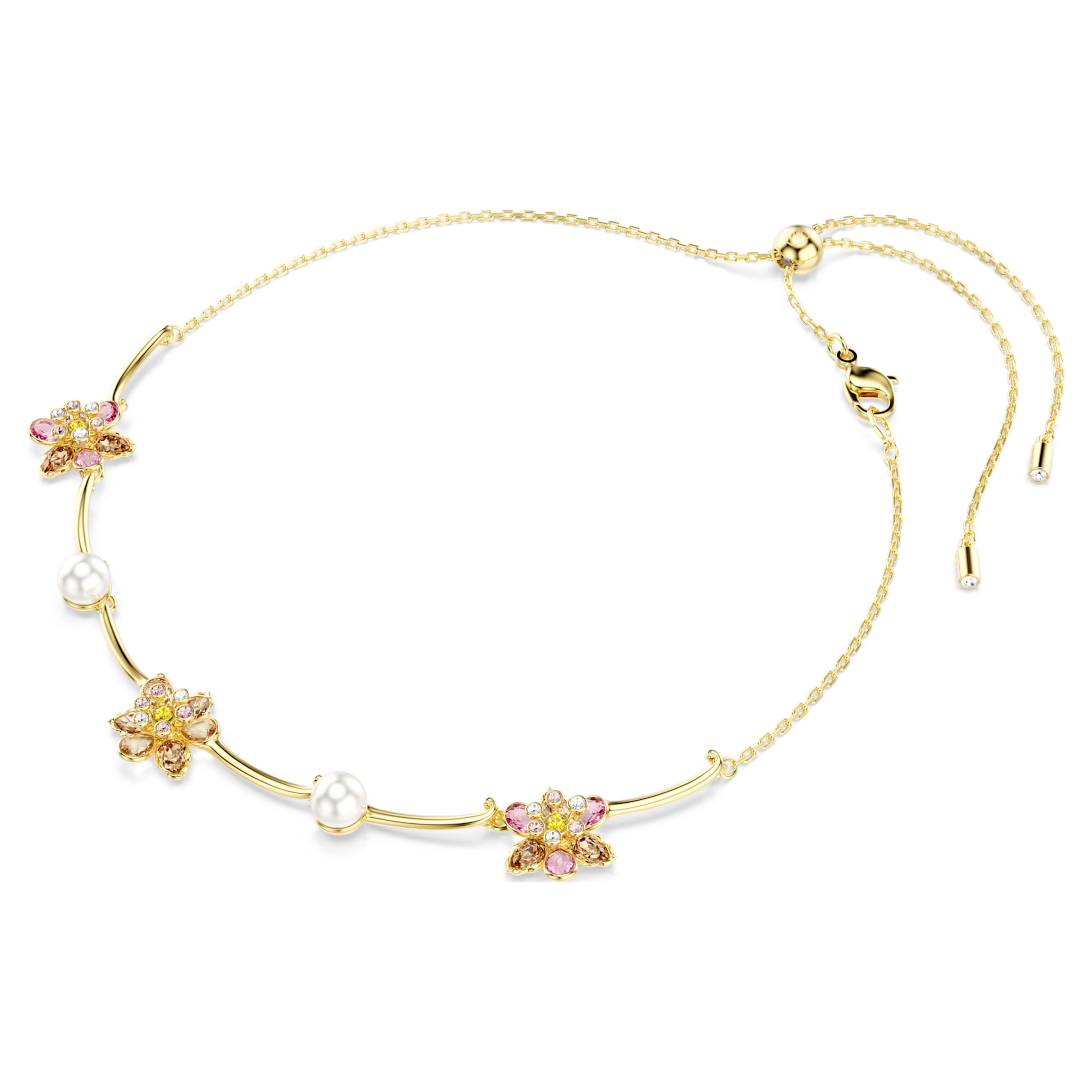 Idyllia pearl and multi-colored flower necklace – Swarovski