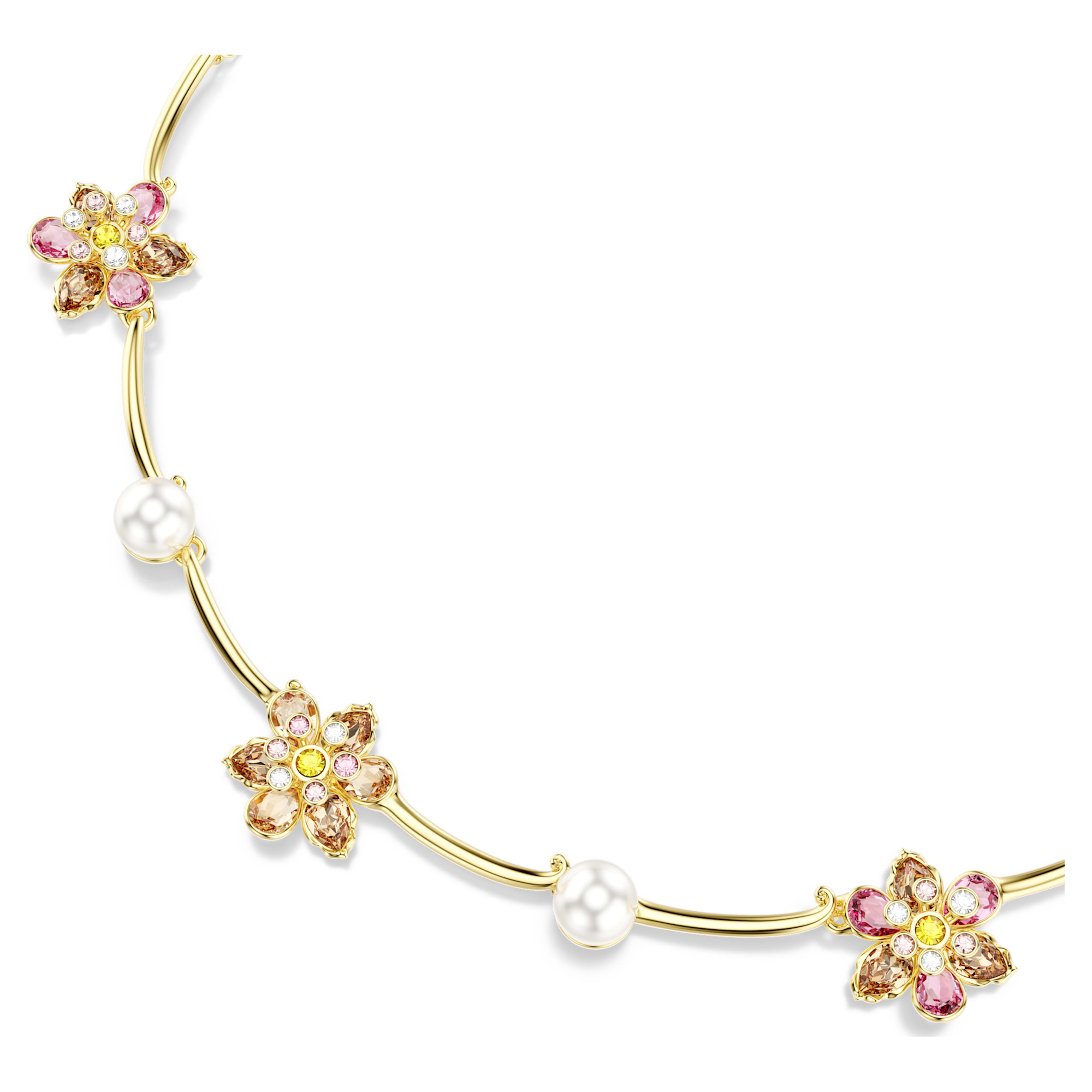 Idyllia pearl and multi-colored flower necklace – Swarovski