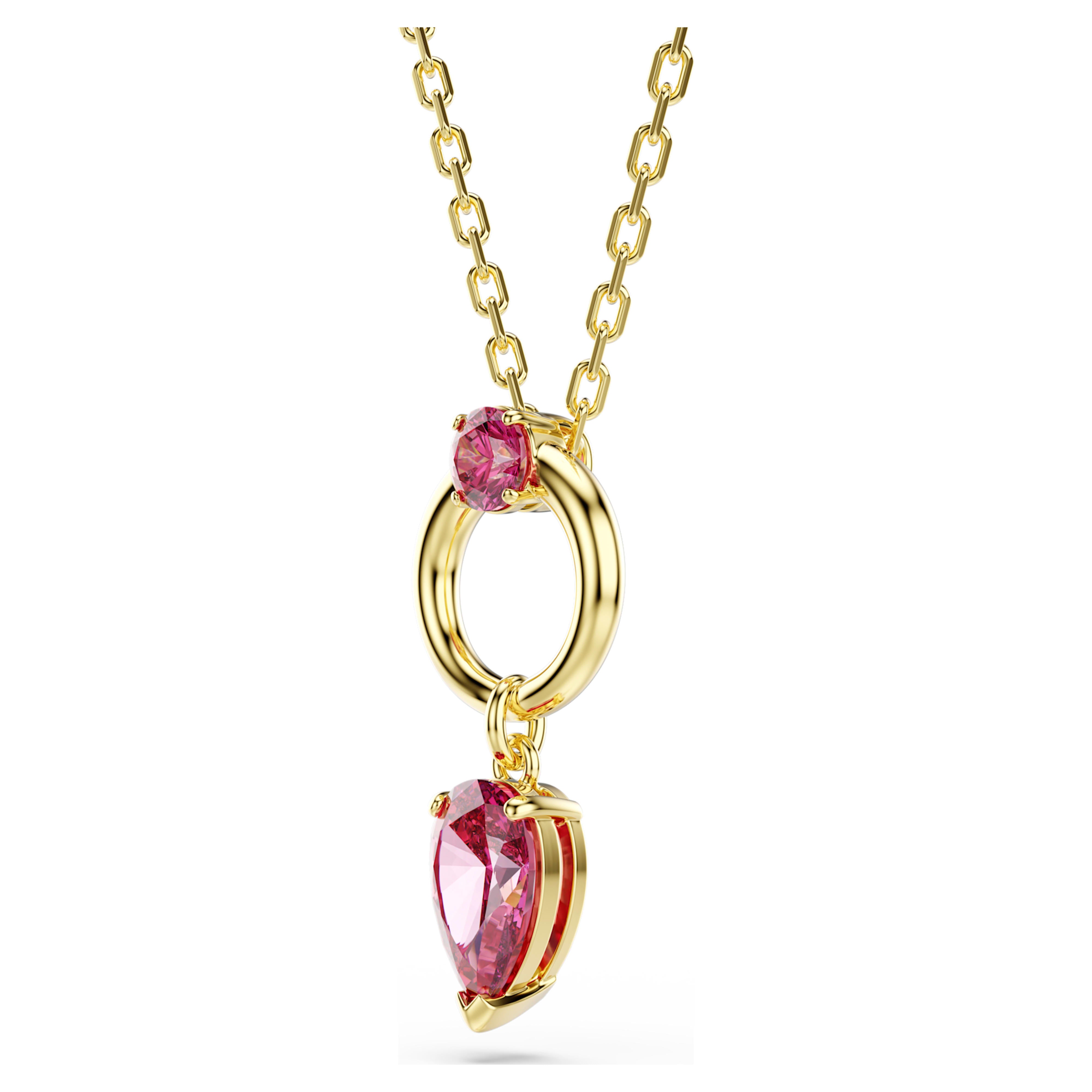 Gold red pear cut Mesmera pendant – Swarovski