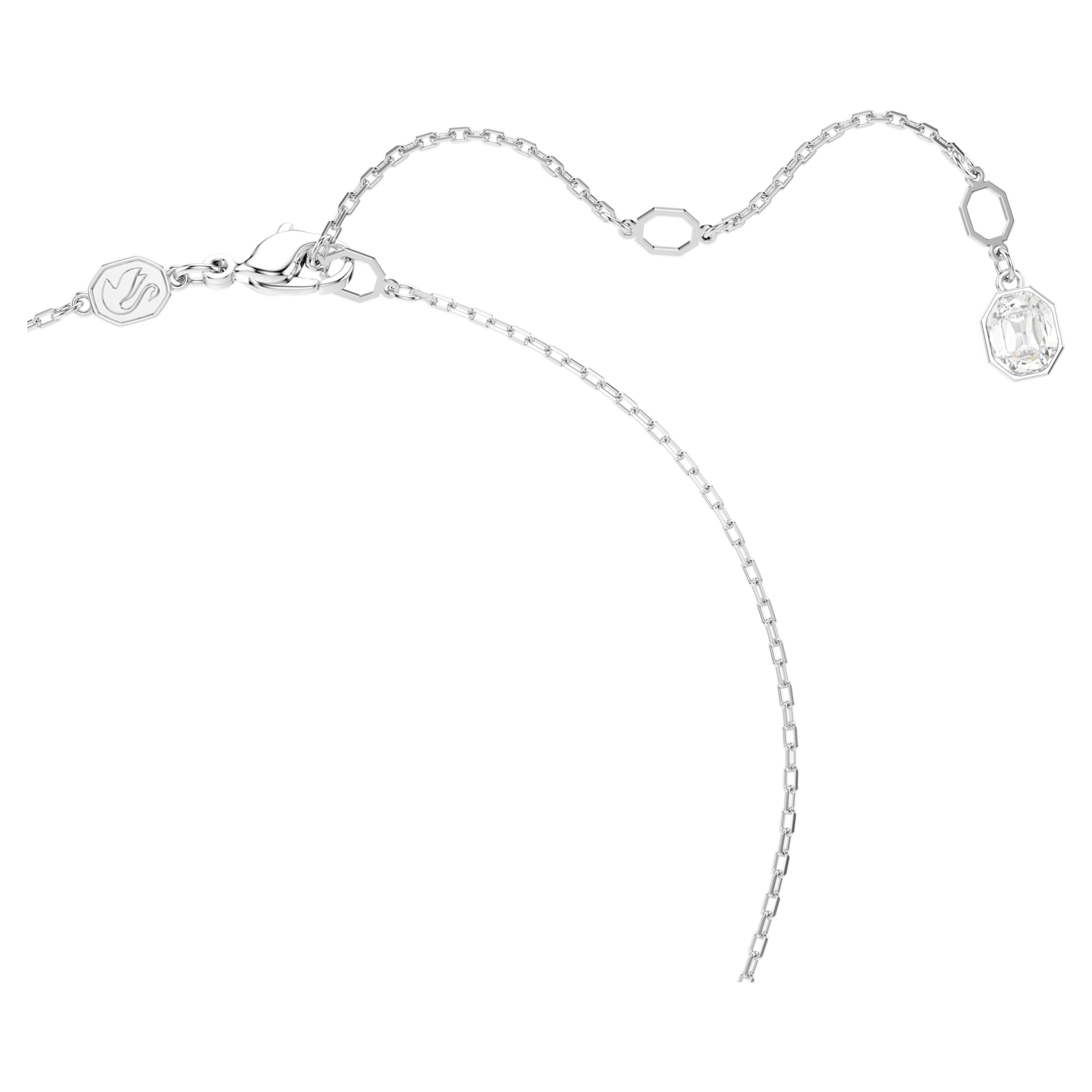 Round white rhodium-plated Dextera pendant – Swarovski