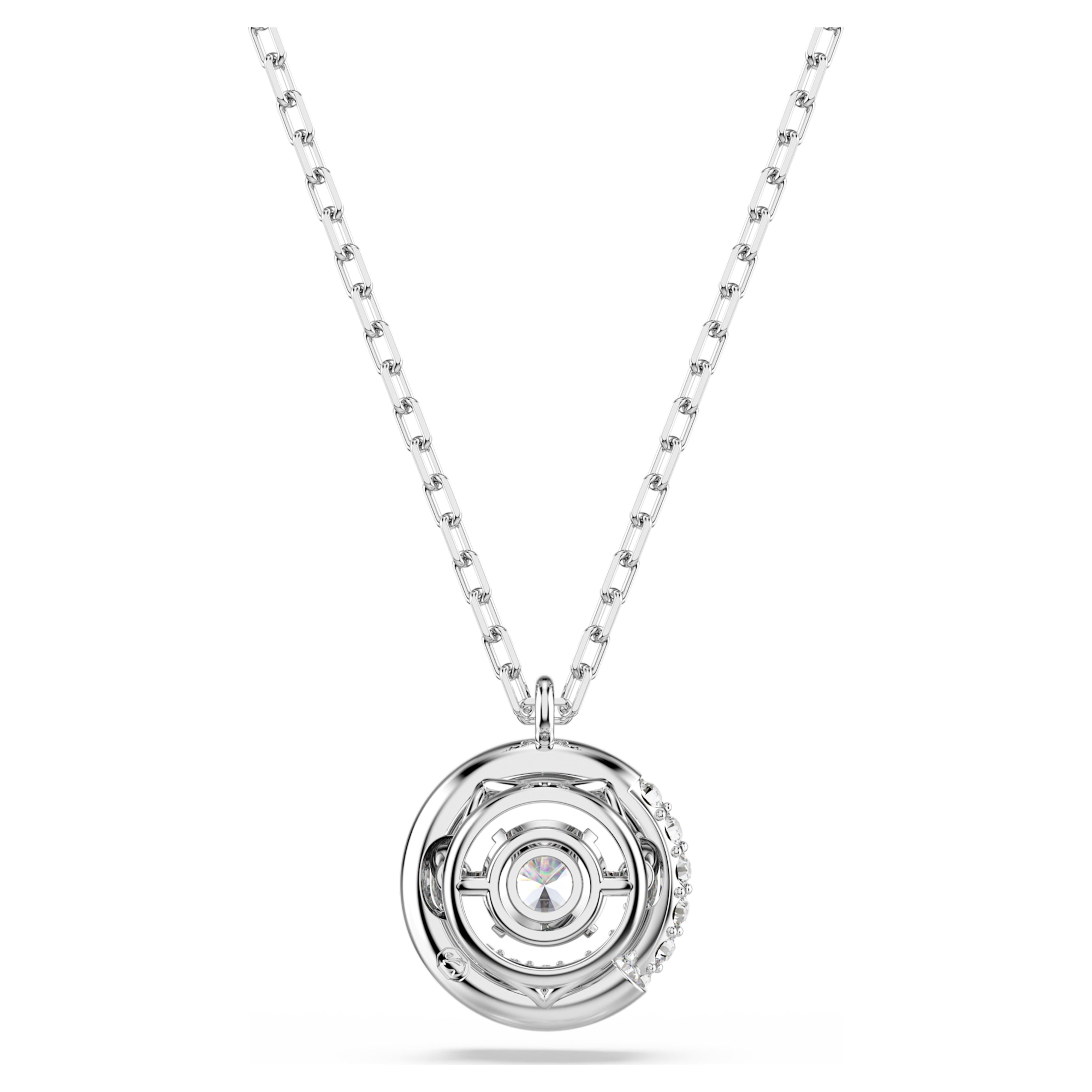 Round white rhodium-plated Dextera pendant – Swarovski