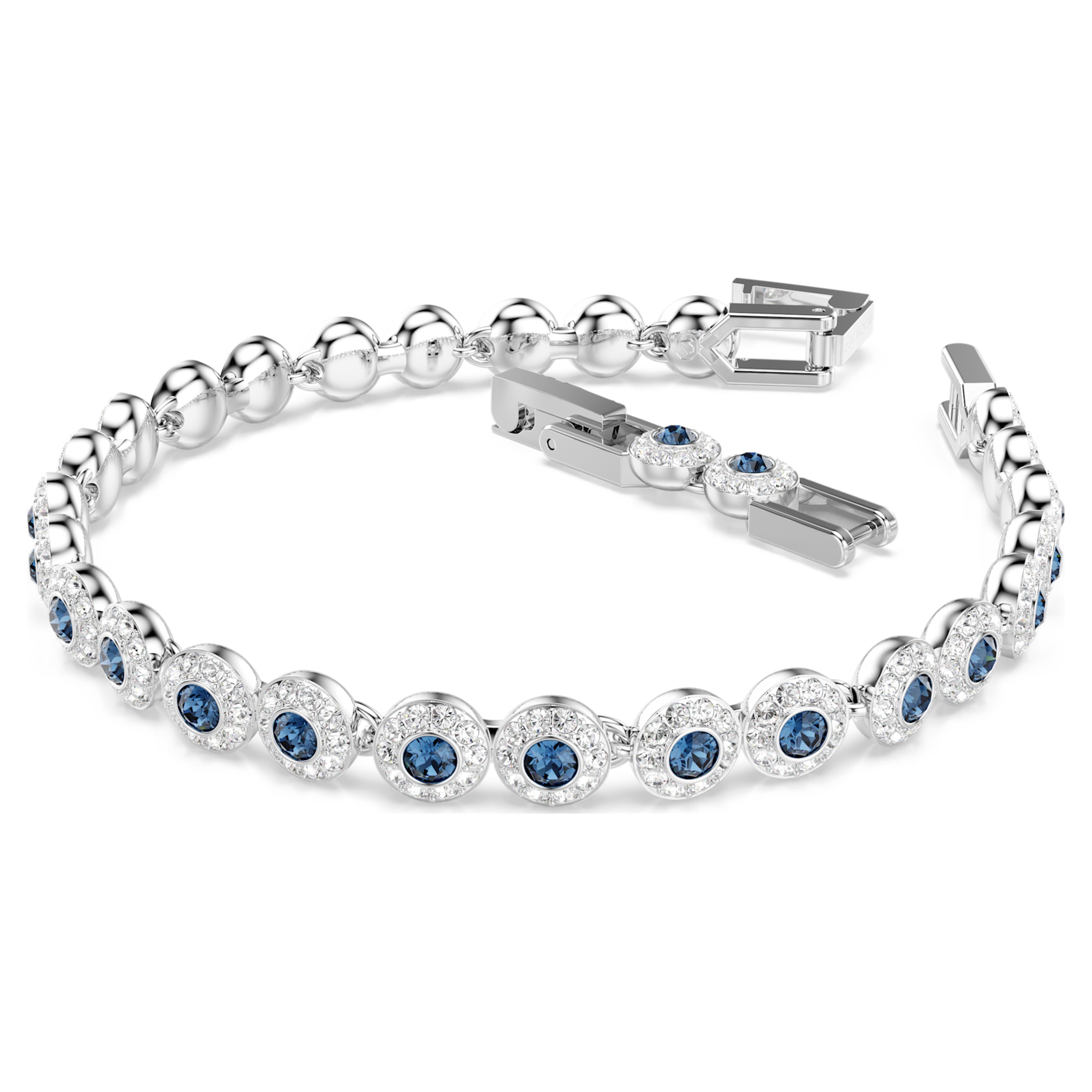 Una Angelic Blue Rhodium Plated Tennis Bracelet – Swarovski