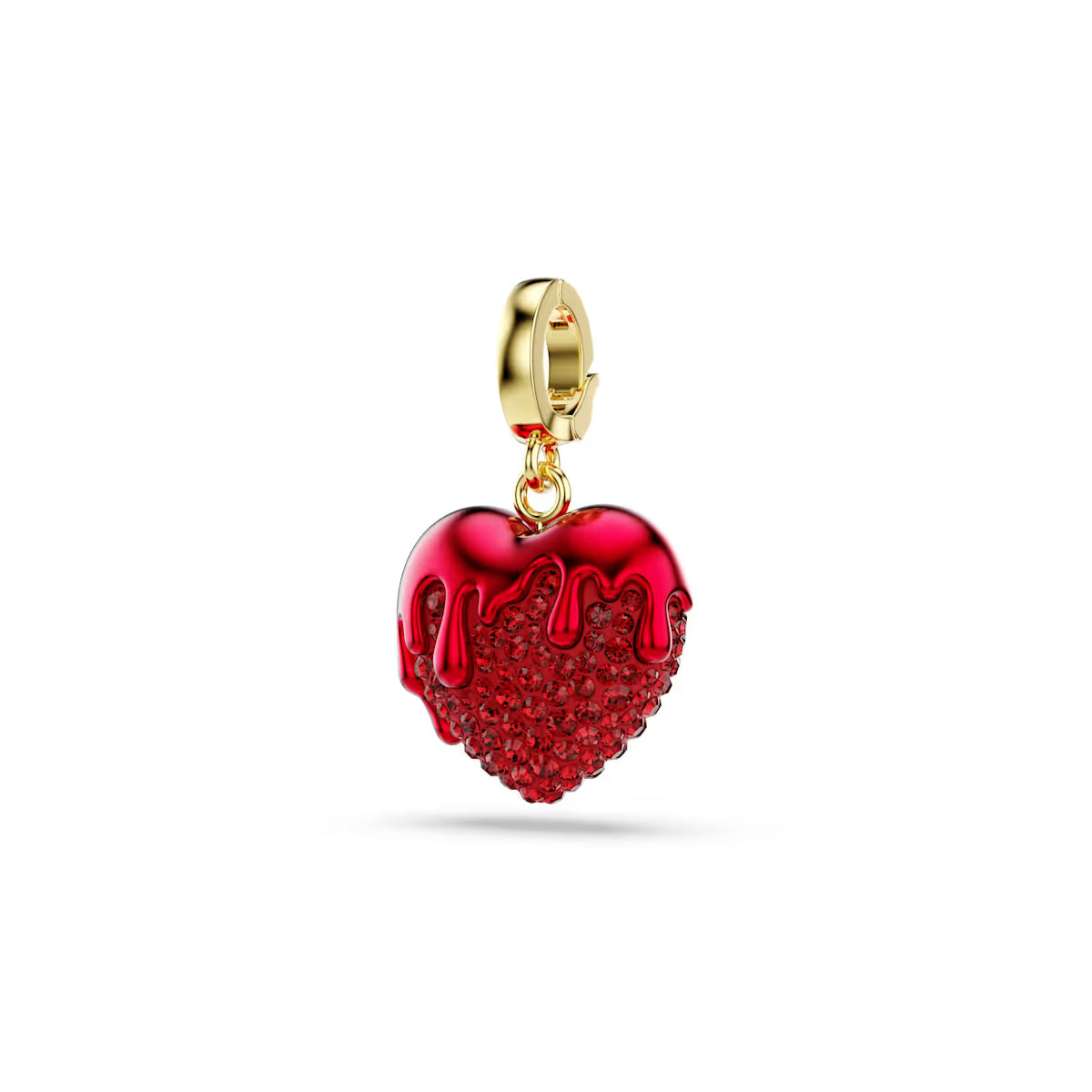 Idyllia Charm, Round Cut, Heart, Red, Gold Tone Plating