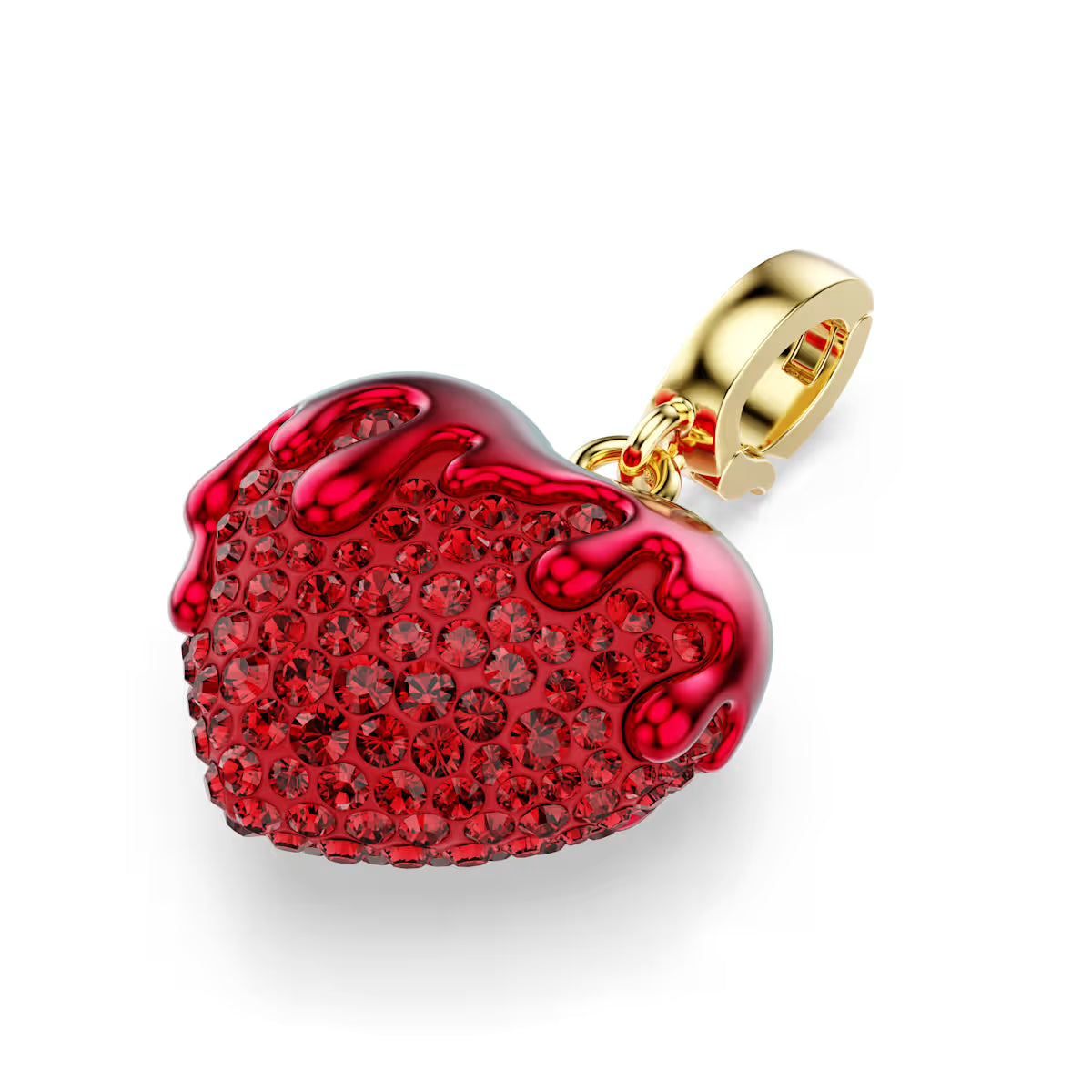 Idyllia Charm, Round Cut, Heart, Red, Gold Tone Plating