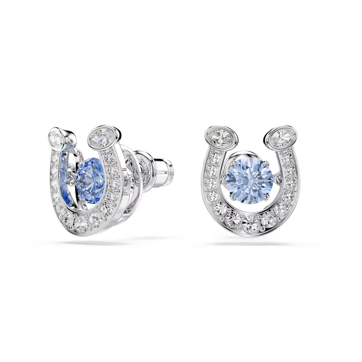 Σκουλαρίκια Swarovski - Symbolica - Στρογγυλό κόψιμο - Μπλε & Ασημί όψη 4