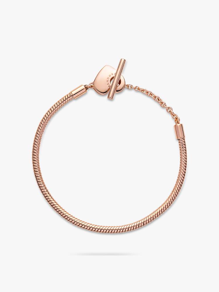 Pulseira Pandora - Fecho Coração Malha Cobra