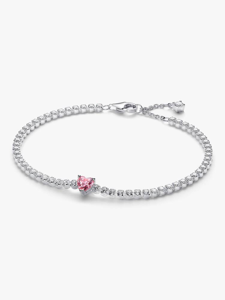 Bracciale Pandora - Fiume con cuore rosa scintillante | 590041C03