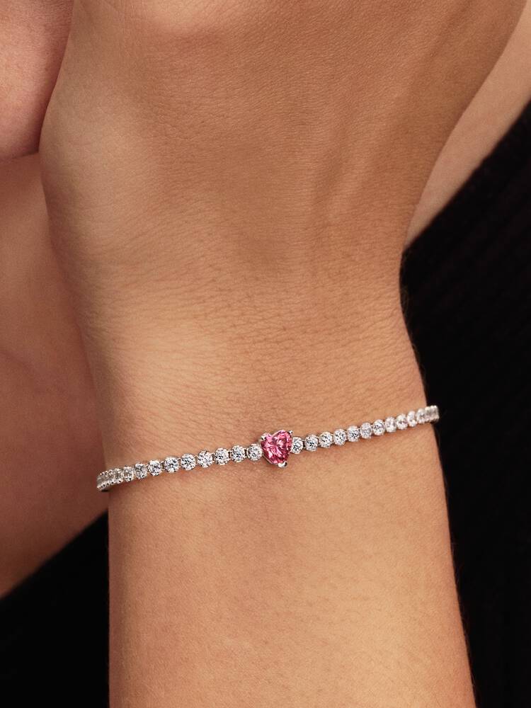 Bracciale Pandora - Fiume con cuore rosa scintillante | 590041C03
