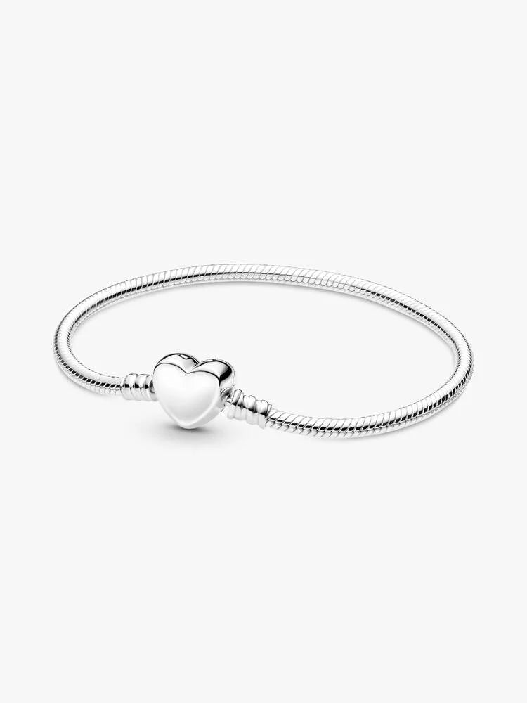 Pulsera Pandora - Cierre de Corazón de Malla de Serpiente
