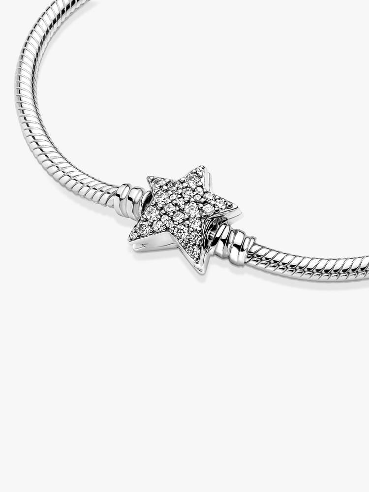 Pulseira Pandora - Fecho Estrela Assimétrico em Malha Cobra