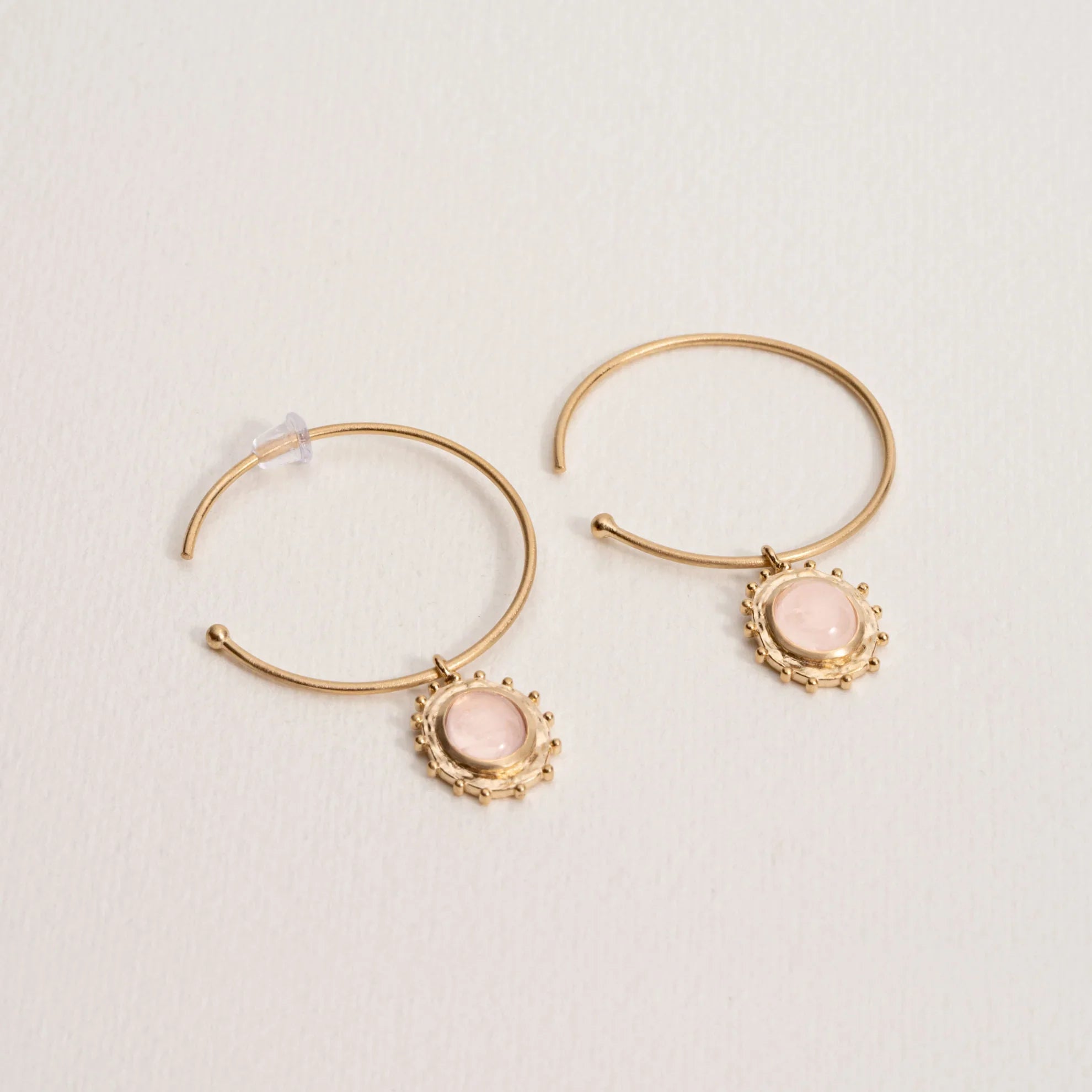 Odile - Rose Quartz - Cercei Cercei Placati cu Aur - Ana et Cha