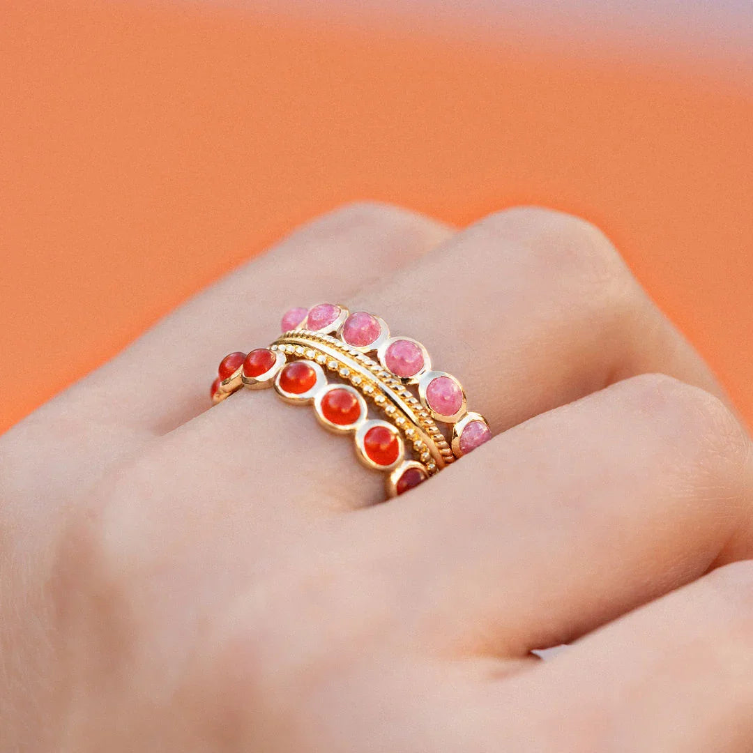 Mimi - Ágata Roja - Anillo Chapado en Oro - Ana et Cha ver 2