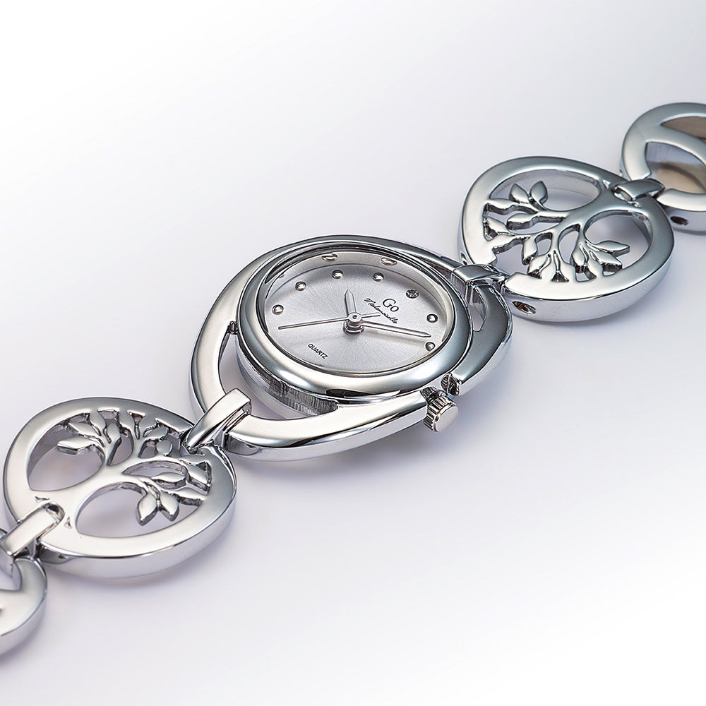 Reloj de mujer Go Mademoiselle, caja plateada, pulsera de metal de latón plateado – 695684