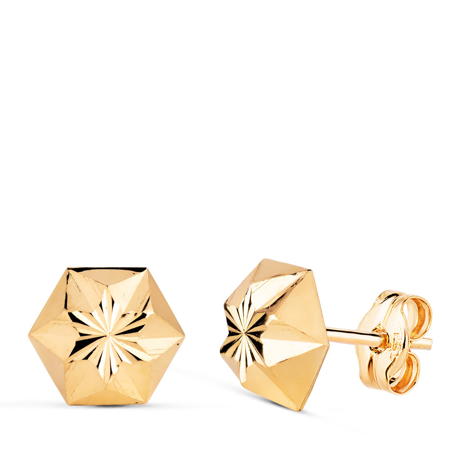 18 K Gul Guld Stjerne Stud Øreringe Størrelse: 9 x 8 mm Snap lukning