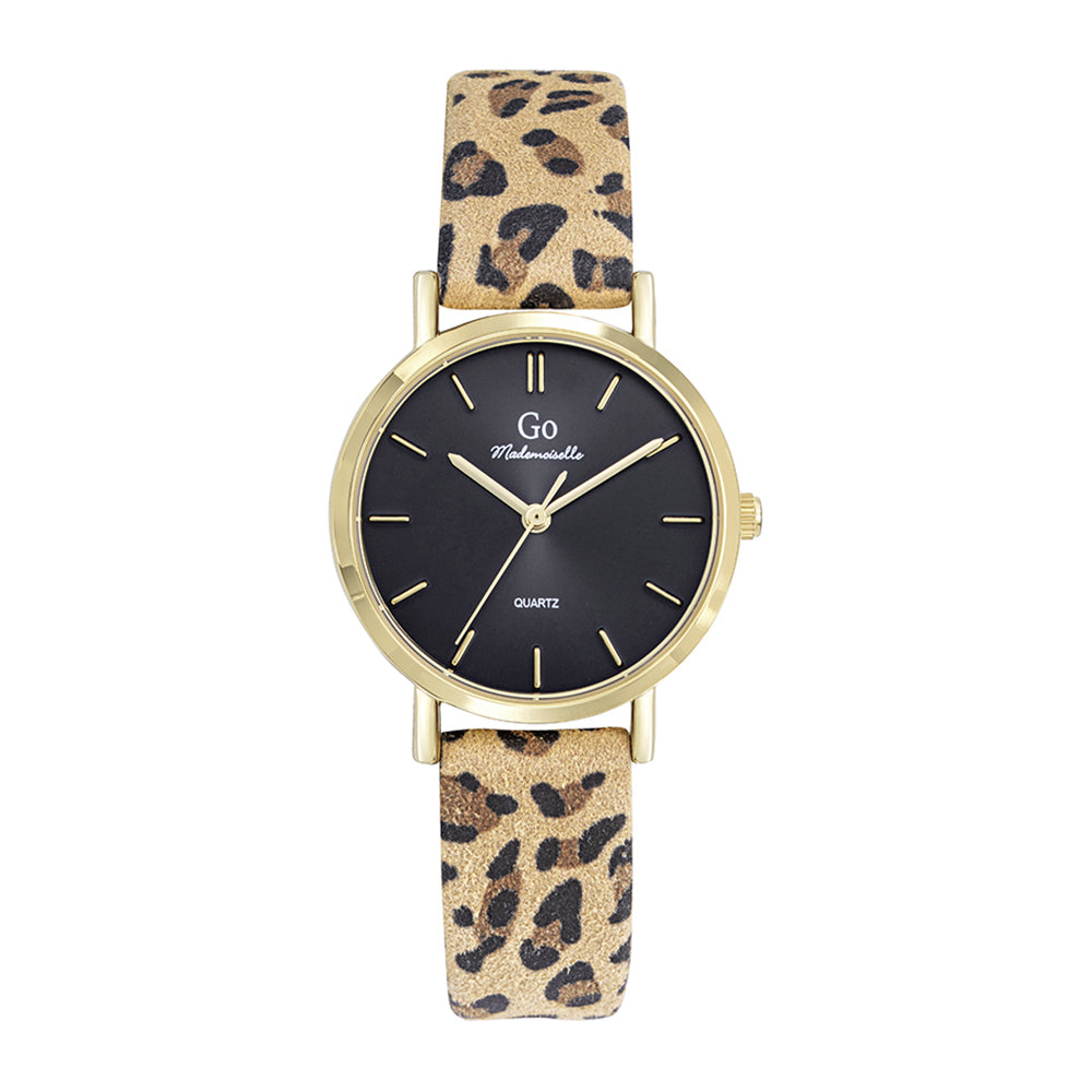 695637 - Montre - Go Mademoiselle doré/noir léopard