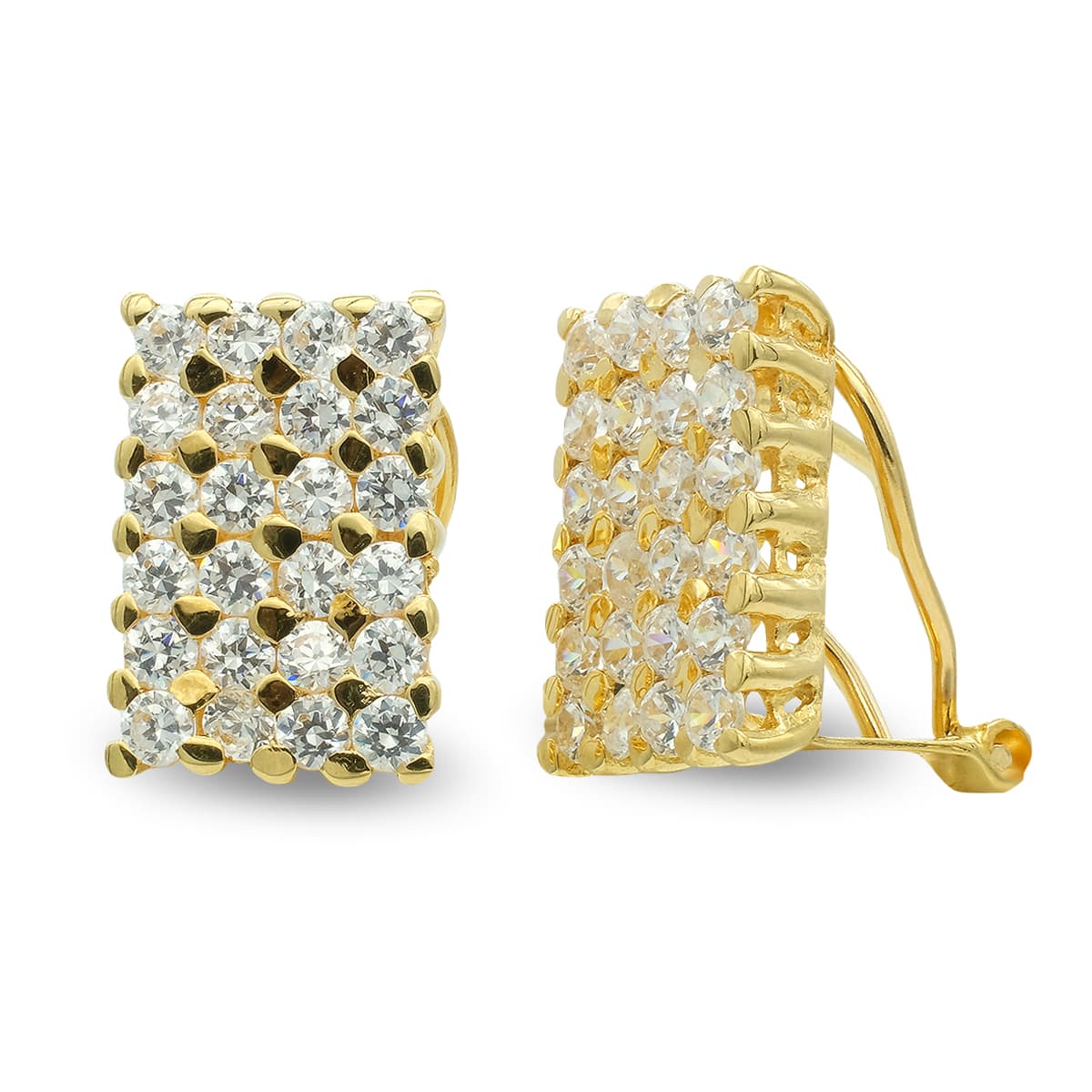 Pendientes Oro Amarillo de 18K con Circonitas Cierre Omega