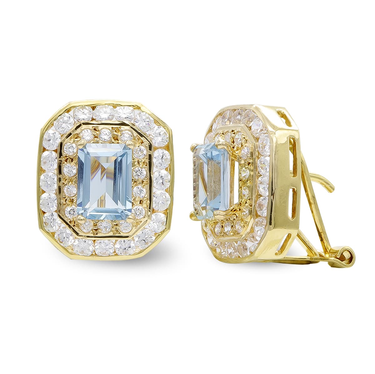 Pendientes Oro Amarillo 18K Circonitas Cierre Omega