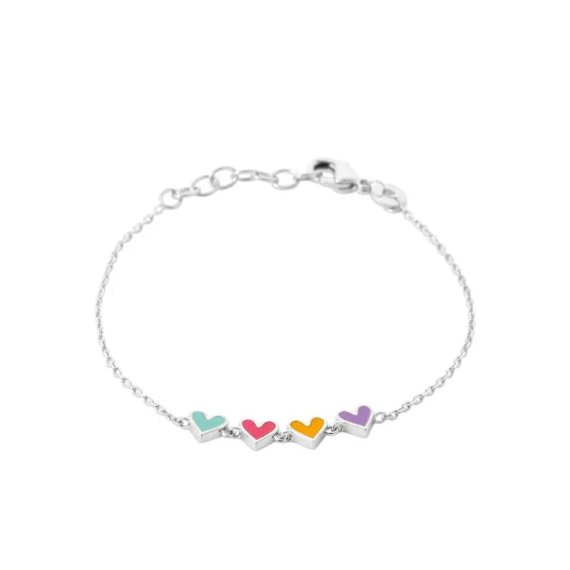 Armband met veelkleurige harten – zilver | Azulin