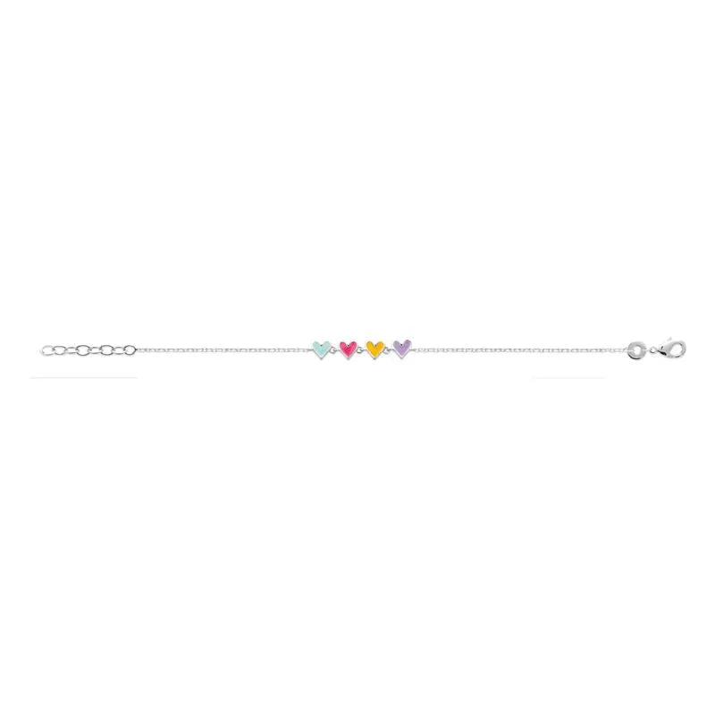 Armband met veelkleurige harten – zilver | Azulin-weergave 2