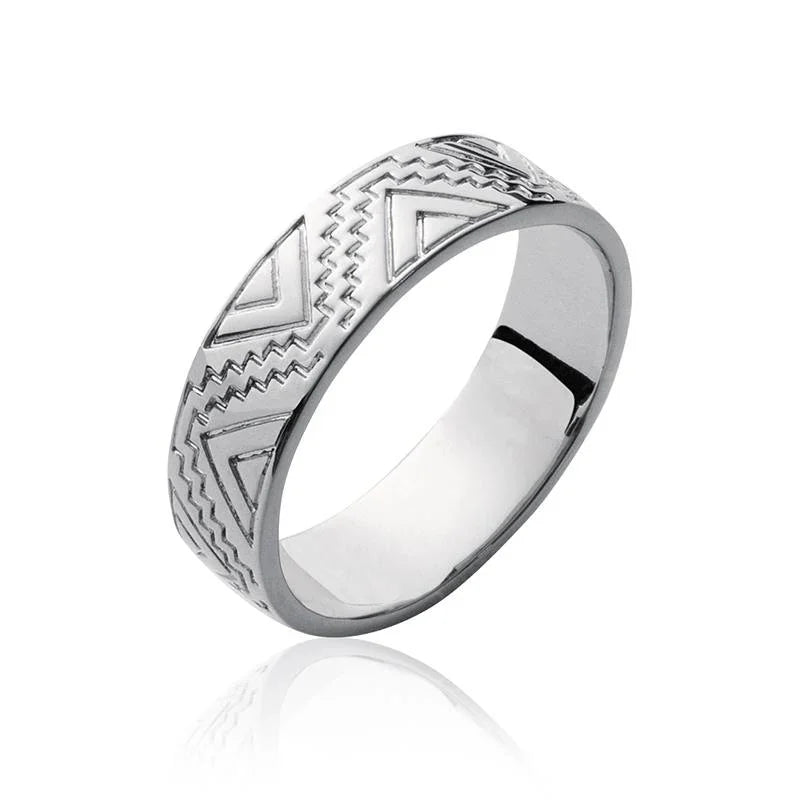 Anillo con patrón geométrico – Plata | Azuline