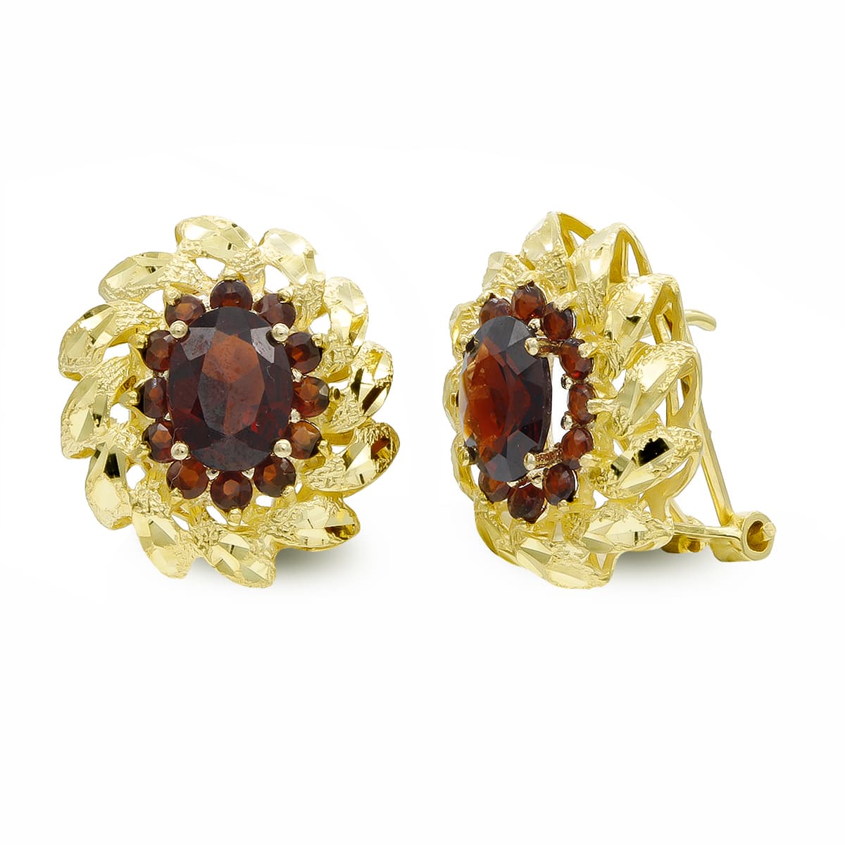 Pendientes Granat Oro 18K Cierre Omega