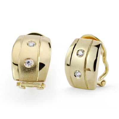 Pendientes Oro Amarillo 18K Circonitas Omega 13X9 mm