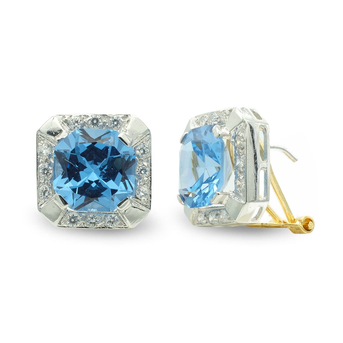 Pendientes de Oro Bicolor de 18K con Cierre Omega