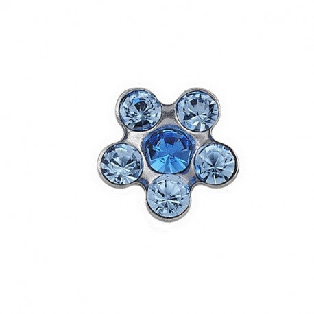 Flor Azul - Acero Plateado - Pendiente Studex