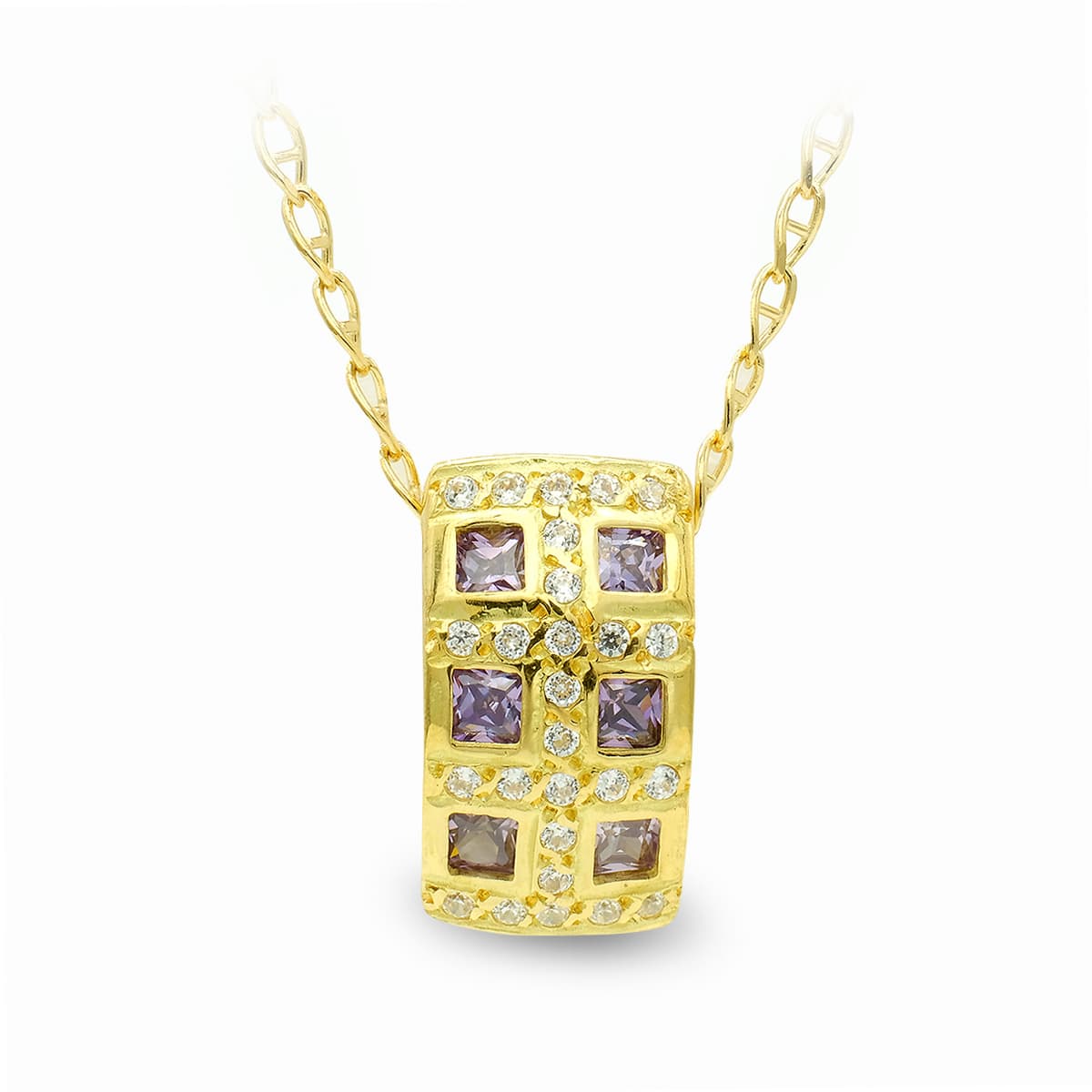 18K Collier Or Jaune avec Zircons