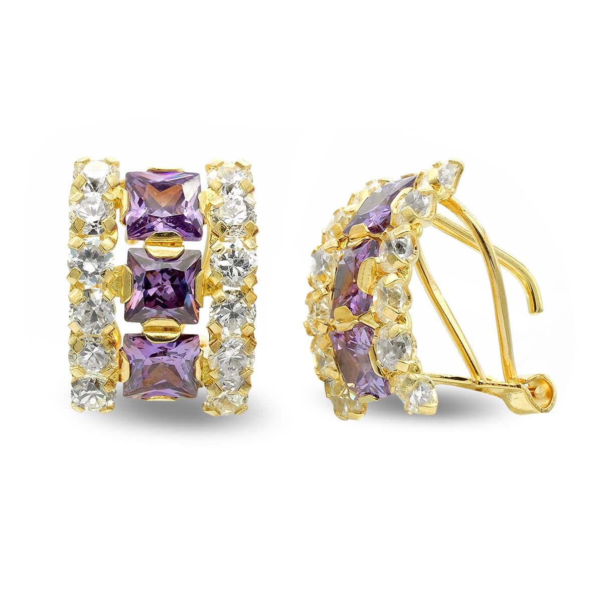 Pendientes de Oro Amarillo de 18K con Cierre Omega de Circonitas