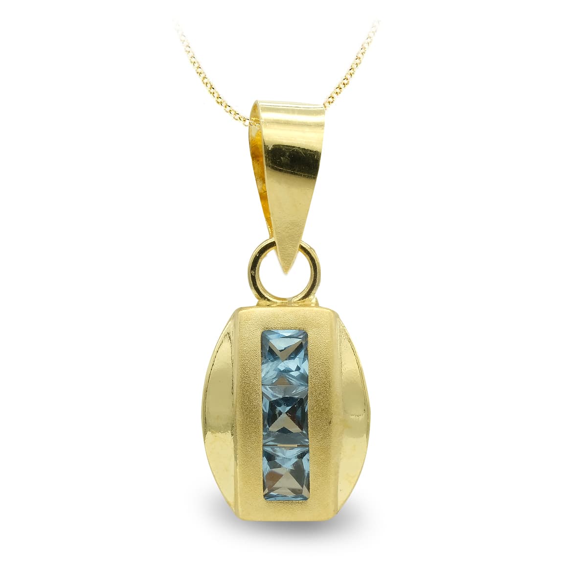 18K Pendentif en Or Jaune et Oxydes de Zirconium