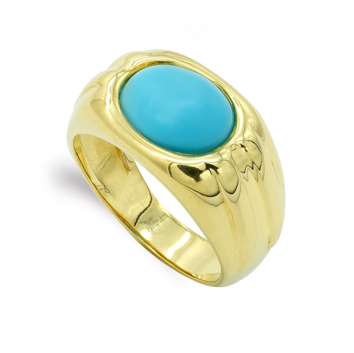 18K Sortija Oro Amarillo Turquesa Oval