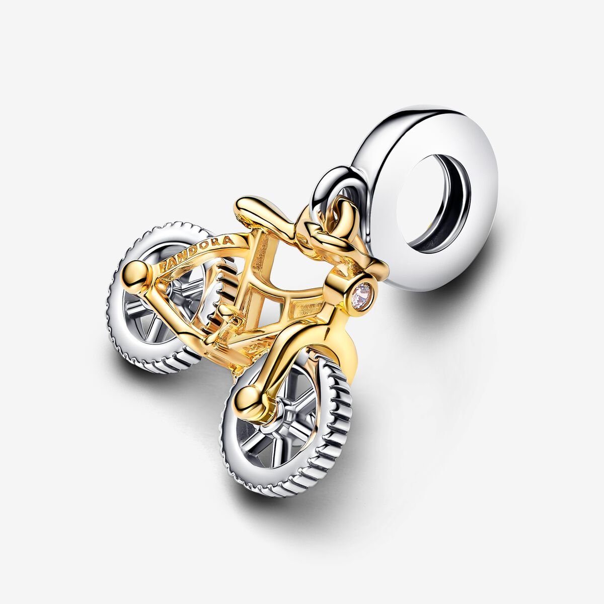 Two-Tone Spinning Wheel Bike Pendant Charm | Pandora