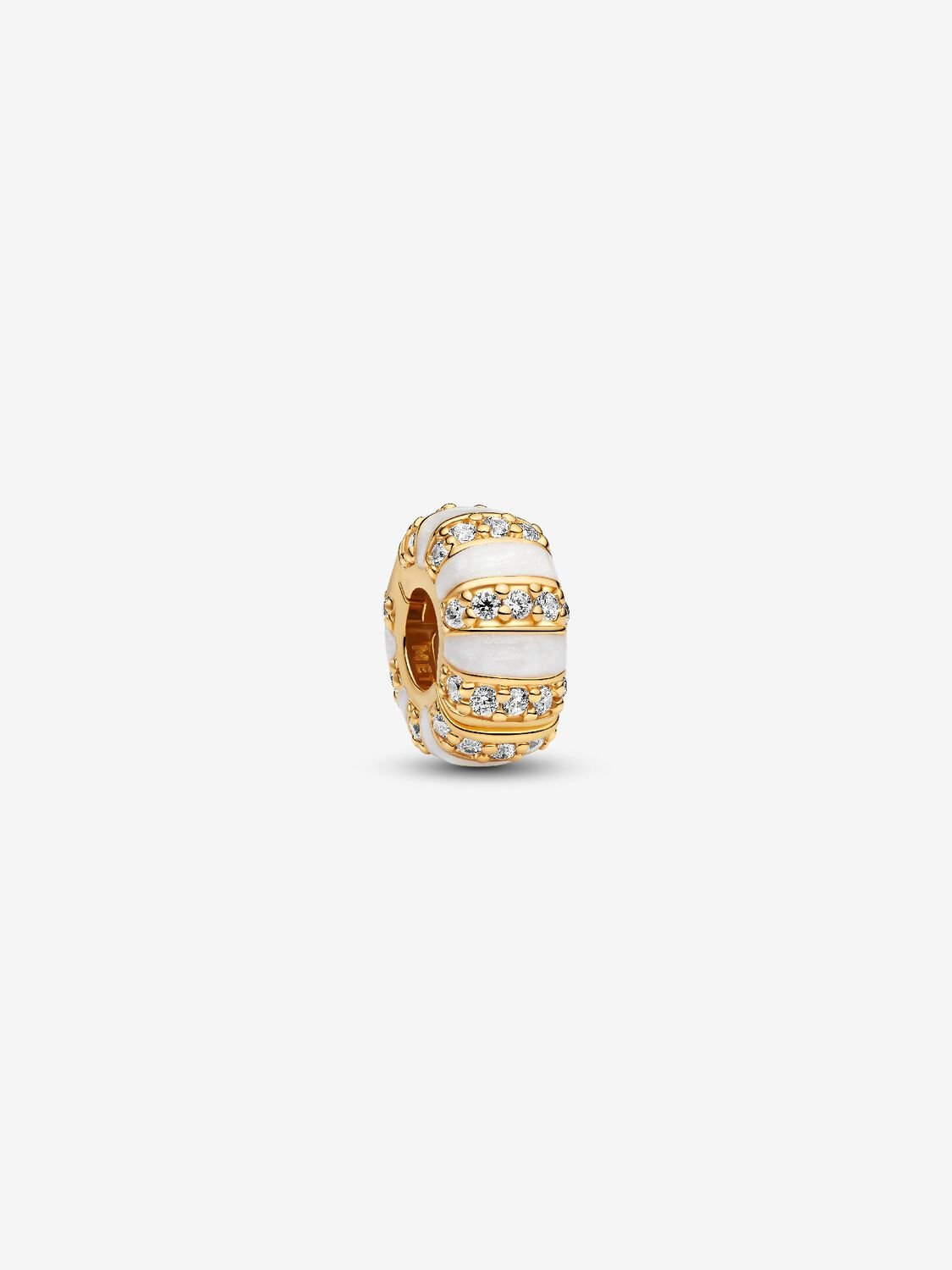 Clip – Steine & E-Mail – Weiß & Gold – Pandora Charms