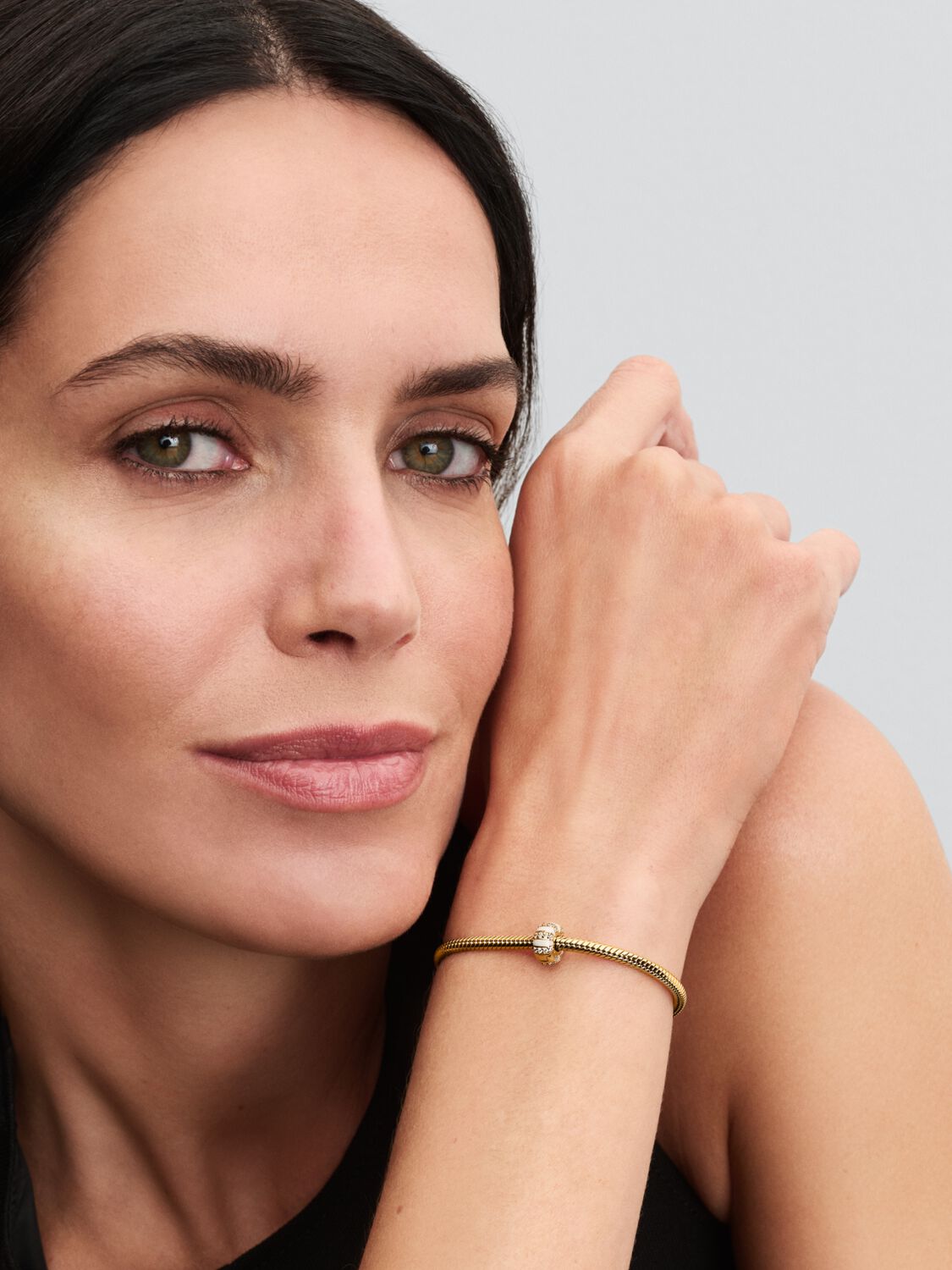 Clip – Steine & E-Mail – Weiß & Gold – Pandora Charms