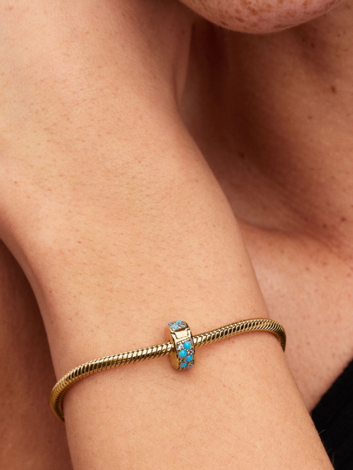 Clip – Pavé – Blau und Gold – Pandora Charms