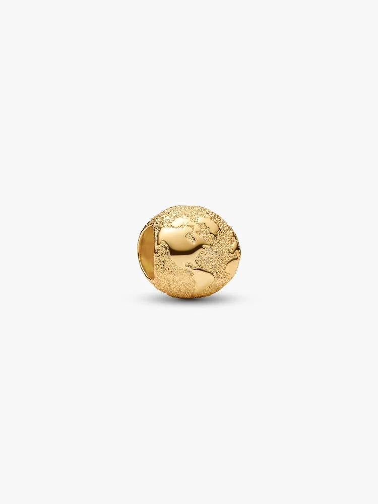 Mini Charm Pandora - Globe Texturé Doré | 764529C00