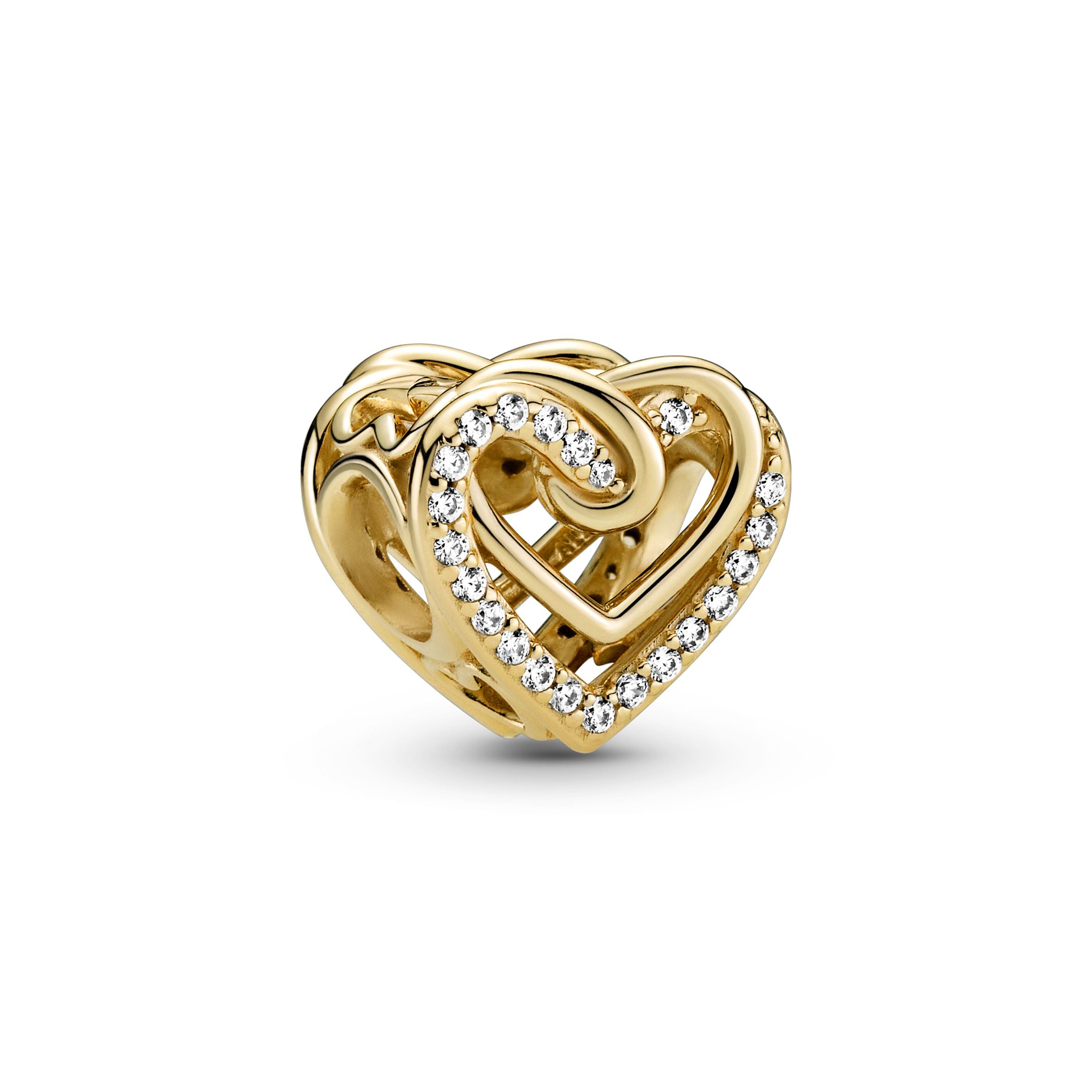 Funkelnde ineinander verschlungene Herzen – Gold – Charms – Pandora