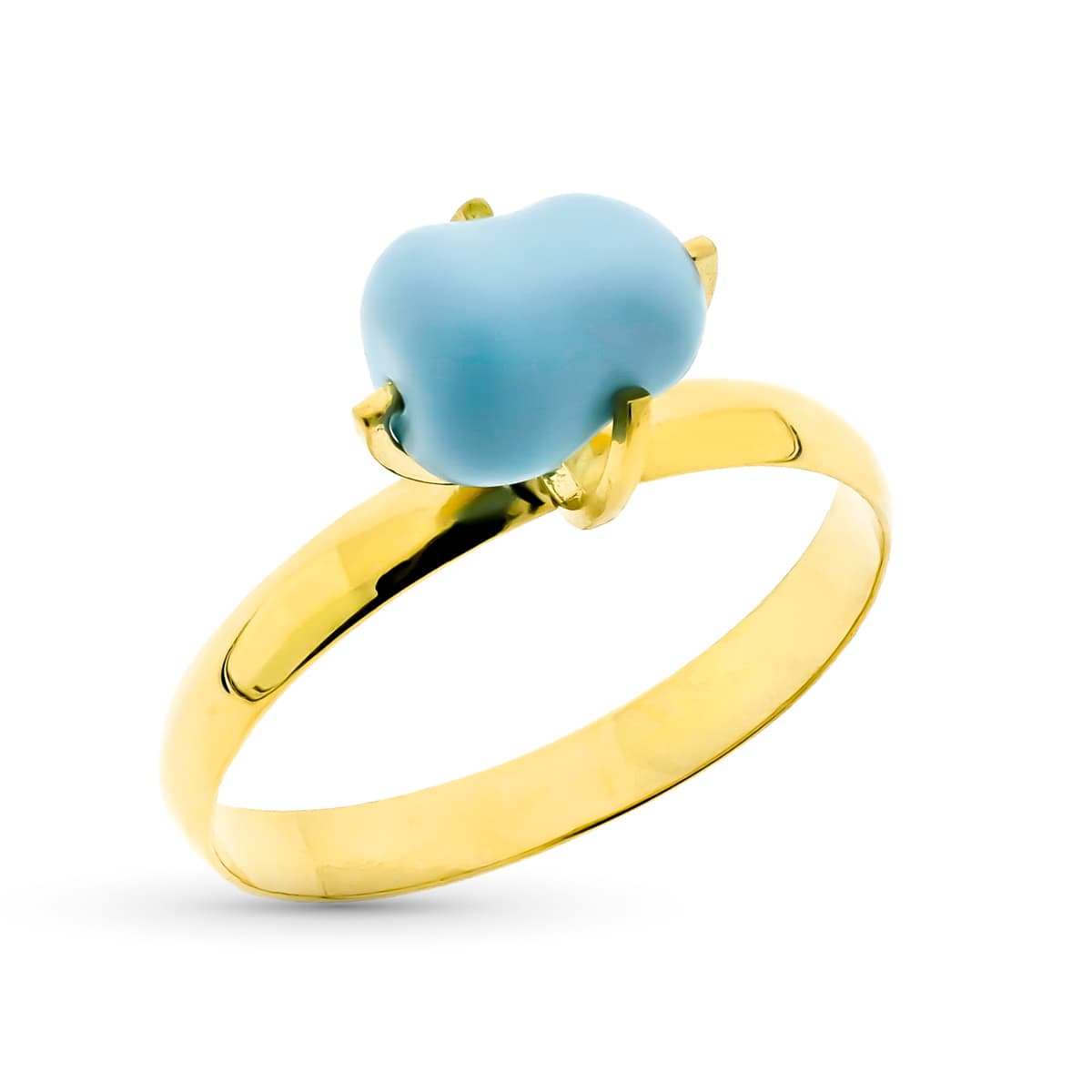 Arizona Turkis Klo Ring Naturlig 18K gult gull Medium 7X5 mm