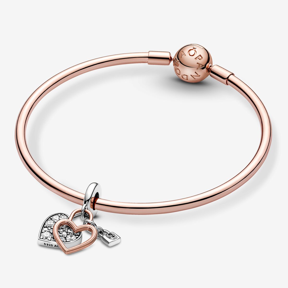 Double Heart Padlock Pendant Charm | Pandora