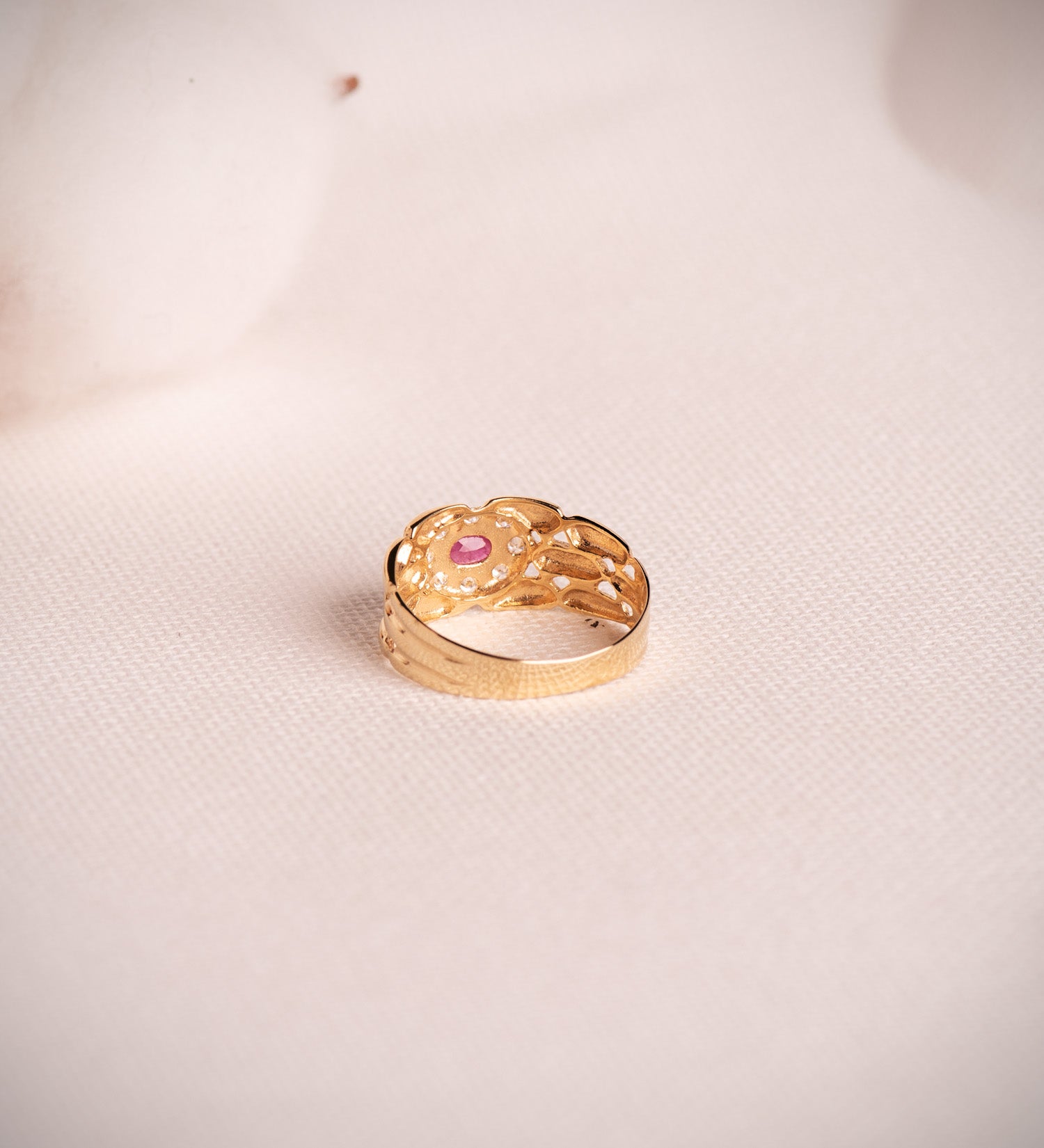 Bague Panter en Or Jaune 18K avec Zircon et Rubis Naturel 4X3 mm Largeur : 9MM