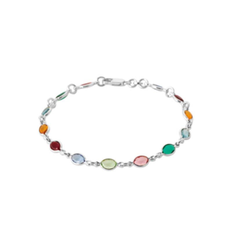 Pulsera Ovalada Multicolor – Plata | Azuline