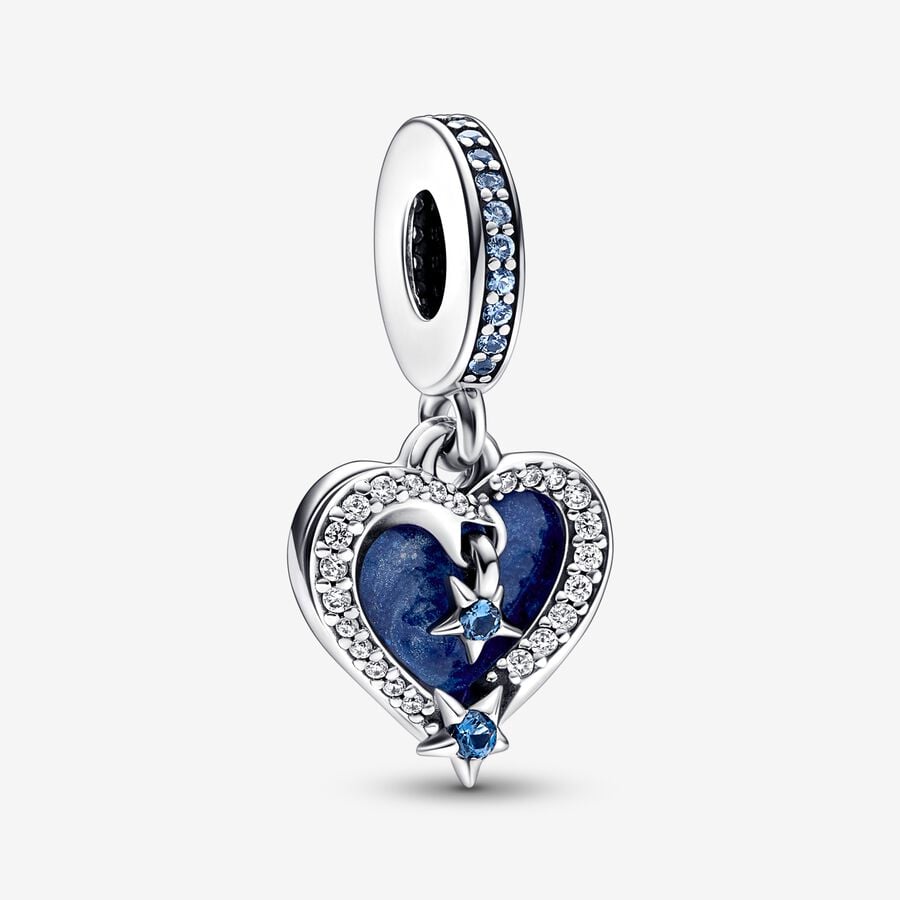 Charm Pandora Double heart Star Filante Love Collection