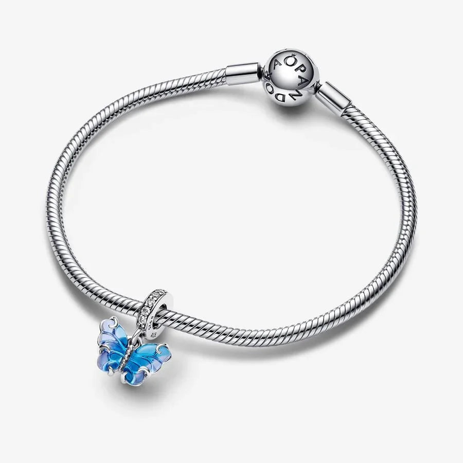 Blauer Schmetterlingsanhänger aus Muranoglas | Pandora-Ansicht 2