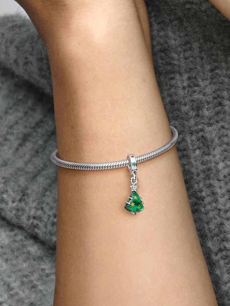 Charms Pandora - Błyszcząca zawieszka w kształcie choinki | 792983C01