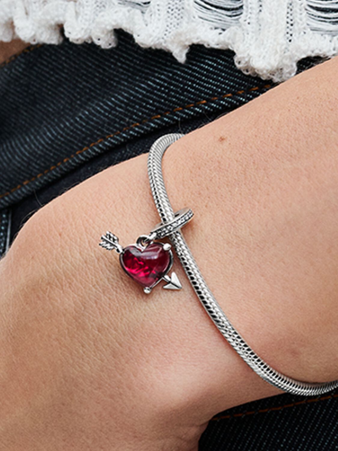 Love - Heart Arrow & Murano - Silver - Charms - Pandora