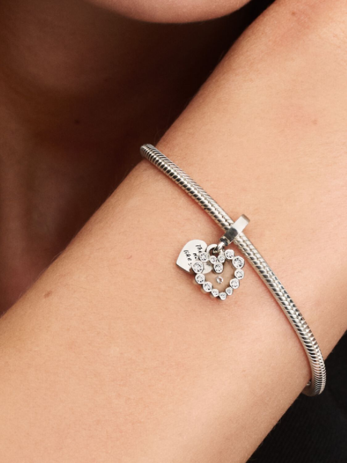 Sparkling Double Heart Pendant Charm | Pandora