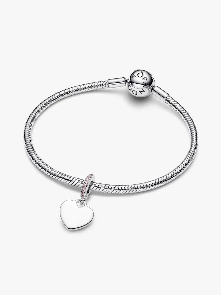Graverbar Pink Heart Stone Pendant Charm