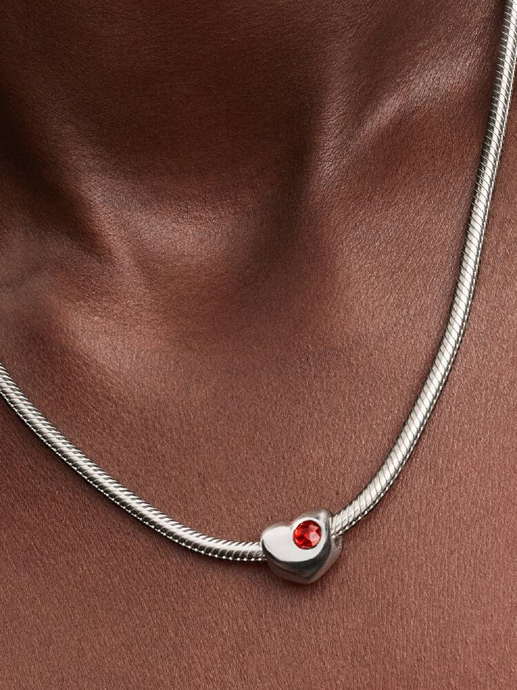 Charm Pandora - Coração de pedra vermelha gravável | 794161C01